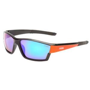 Jaxon polarizált napszemüveg, fekete keret narancssárga betétekkel, kék tükröződő lencsékkel - Férfi napszemüveg