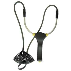 Nevis 7mm etetőcsúzli, horgászcsúzli fekete markolattal és sárga díszítéssel, nagy csalik kilövéséhez - Csúzli & etetőrakéta