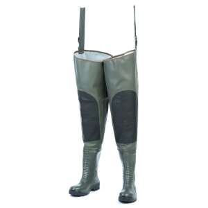 Jaxon Prestige Plus combiköpeny, zöld gumiból készült horgász csizma állítható pántokkal - Gumicsizma