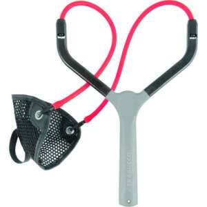 Trabucco Precision Competition Catapult csúzli horgászatra, piros gumival és fekete hálós zsebbel - Csúzli & etetőrakéta