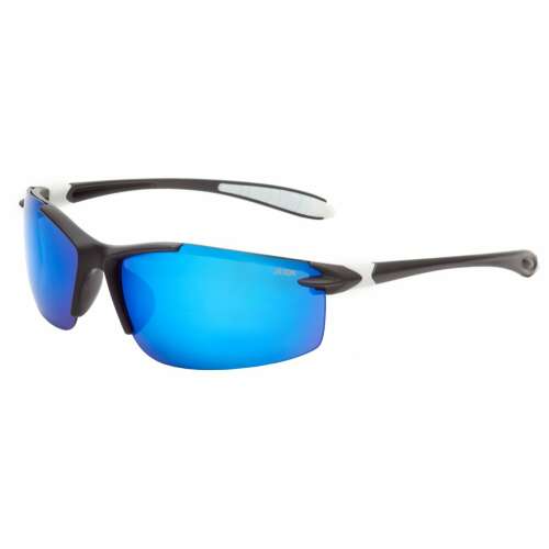 Jaxon polarizált napszemüveg tükörlencsével, kék tükörlencsék, fekete keret fehér díszítéssel