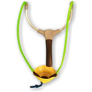 Jaxon stonfo-catapult 2 rugózó zöld gumiszalagokkal és sárga zsebbel - Csúzli & etetőrakéta