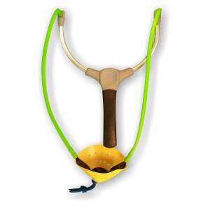 Jaxon stonfo-catapult 1 rugós csúzli zöld gumiszalagokkal és sárga zsebbel - Csúzli & etetőrakéta