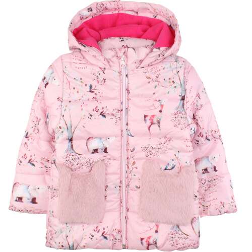 Civil Állatos rózsaszín kislány kabát (Méret 104-110)