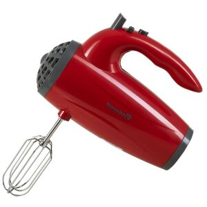 Szögletes nézet a Hausberg HB-4119RS piros kézi mixerről - Kézi aprító, Kézi mixer, Gyümölcscentrifuga és préselő és Elektromos tésztagép