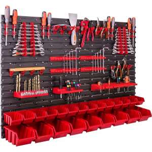Pepita 35-piece tool wall with 23 boxes, black and red, 115x78cm - Construction & Renovation