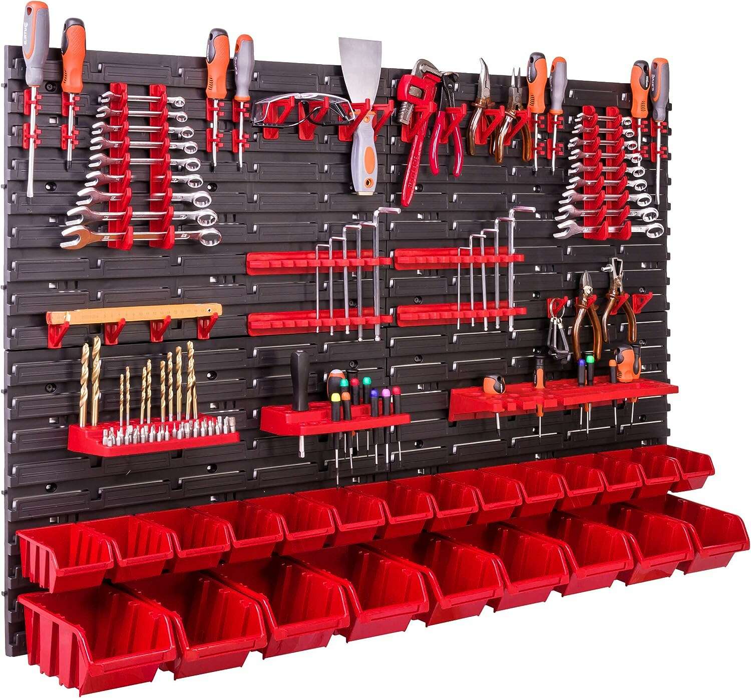E-shop Stena na náradie Pepita s 35 batériami a 23 boxmi 115x78cm - čier...