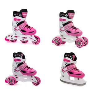 ENERO 4 az 1-ben állítható görkorcsolya és jégkorcsolya, fehér/rózsaszín/fekete, 26-29-es méret, gyerekeknek - Görkorcsolyázás
