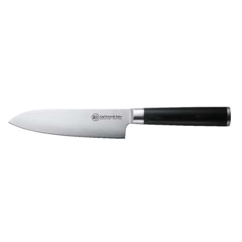 Nôž santoku oceľ Damask HRC 60 Konstanz, Carl Schmidt Sohn 071288, 18 cm, čierna rukoväť