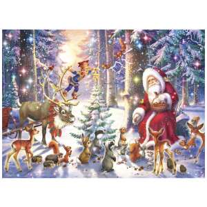 Ravensburger Forest Christmas 100 piece puzzle, featuring Santa Claus and forest animals - Puzzle