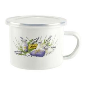 Levendula enamel mug with lid, 0.5L, lavender design - Mug