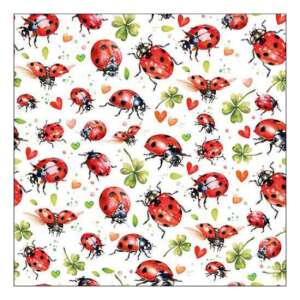 Szalvéta, papírszalvéta, bogár, katicabogár, szív, lóhere, mintás, 33x33cm, 20db - Háztartási papírtermék
