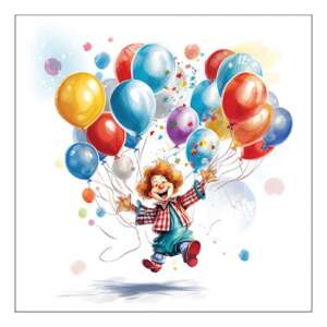 Clown papírszalvéta lufival, 20 darabos - Háztartási papírtermék