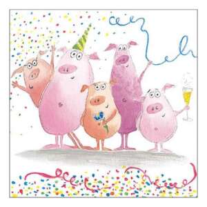 Ünnepi diszes malacok szalvéta, 20 darabos, 33x33cm - Szalvéta