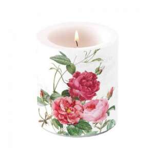 Amber illatú gyertya virágmintával, 10x10cm - Gyertya
