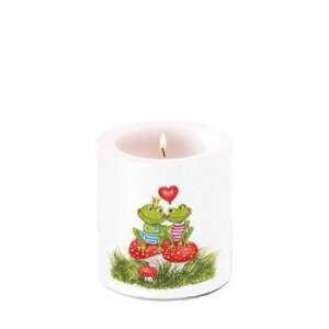 Szerelembe esett békák átvilágítós gyertya szívvel, 8x7,5cm - Lakberendezés