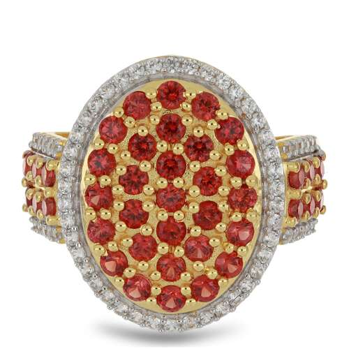 Arany Gyűrű Rosebery Vörös Zafírral és Természetes Fehér Cirkónnal, Méret: 59-58