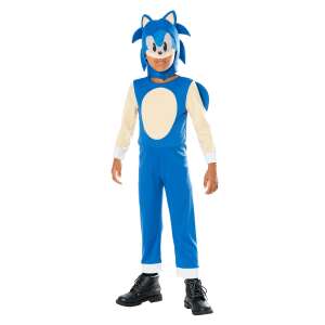 Sonic the Hedgehog costume for boys, blue and white jumpsuit with mask, size 3-4 years - Sonic