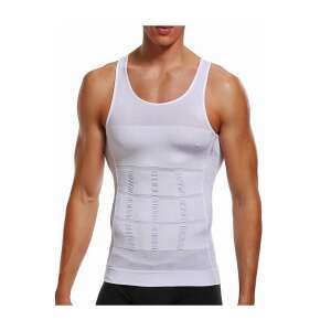 Men's Slimming Undershirt, Shaping Effect, Breathable Fabric, Comfortable, White, Size S
