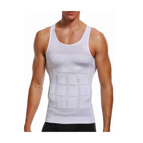 White men's slimming tank top, body shaper, breathable fabric, comfortable, size S