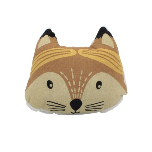 Vedere frontală a pernei decorative vulpe Róka pentru camera copiilor