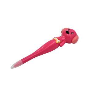 Angled view of pink puppy pen, cute stationery - Pen