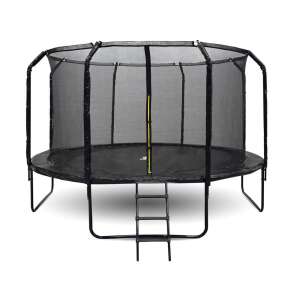 SkyFlyer fekete, 366 cm-es kerti trambulin hálóval és profilozott oszlopokkal 35479809 Trambulinok