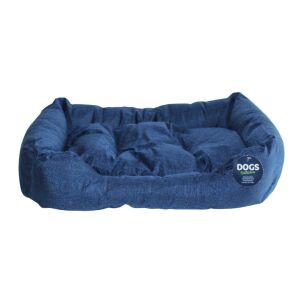 Dunkelblaues Hundebett für kleine bis mittelgroße Hunde, gemütliches Haustierbett - Schlafplatz für Hunde