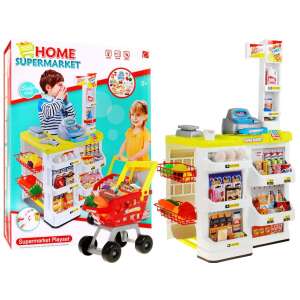 Home Supermarket Playset with shopping cart, cash register, shelves, and pretend food - Shop Playset, Shopping