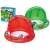 Bestway red and green inflatable baby pools with canopies, side by side