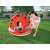 Bestway red inflatable baby pool with canopy, child playing in the pool