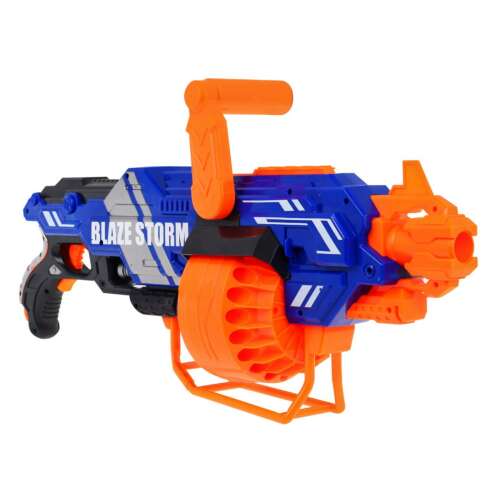 Blaze Storm large machine gun in blue-orange color with soft bullets (58 cm x 24 cm x 12 cm)