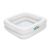 Angled view of Bestway inflatable square baby tub, white baby bathtub