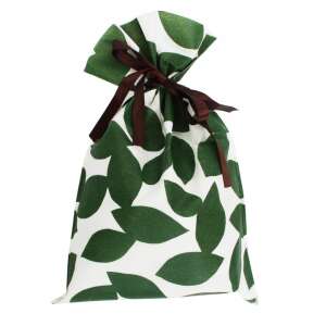 Green leaf pattern gift bag with brown ribbon, 30x45 cm - Gift wrapping