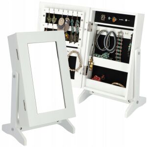 36cm Makeup Mirror Jewelry Organizer open and closed - Cosmetic Mirror and Nail set