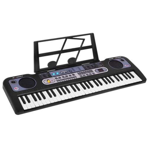 61-key electronic keyboard with microphone, music stand, and built-in speakers