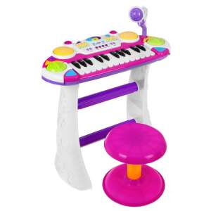 Pink children's keyboard with microphone and stool, musical instrument toy for kids - Ramiz