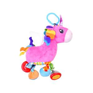 Pink unicorn rattle with colorful mane and wings, baby toy, developmental toy - Rattle