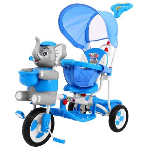 Gyerek Tricikli napernyővel, elefántos, kék 