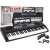 61 keys electronic keyboard with microphone, power adapter, and USB cable