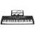 61-key electronic keyboard with built-in speakers, digital display, and music stand