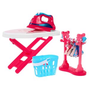 Sweet Home toy ironing board set with iron, clothes rack, and laundry basket - Household Toy