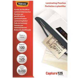 Fellowes Capture125 125 mikron lamináló fólia, 100 db, fényes felület, 75x105 mm - Fellowes
