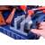 Close-up of Quality Super Tool Portable Type toy tool set for kids, blue toolbox with drill, hammer, saw, wrench, screwdriver, nuts and bolts