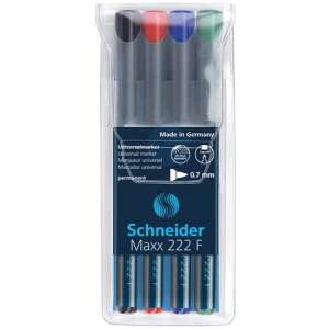 Schneider Maxx 222 F alkoholos filctoll készlet, 4 db, 0,7 mm, fekete, piros, kék, zöld - Írószer