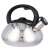 Stainless steel kettle with black handle, 2.5 liter capacity