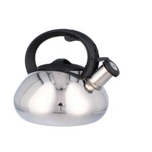 Stainless steel kettle with black handle, 2.5 liter capacity - Teapot