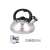 Stainless steel kettle with black handle, 2.5 liter capacity, compatible with all stove types