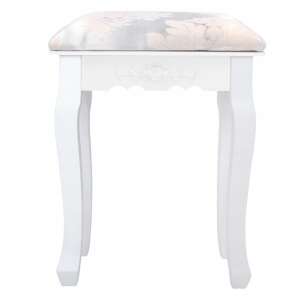 Vintage fehér sminkasztal szék virágmintás ülőfelülettel - Lábtartó, puff