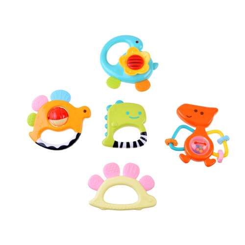 Set of 5 dinosaur rattles for babies, colorful and fun, perfect for developing baby's senses